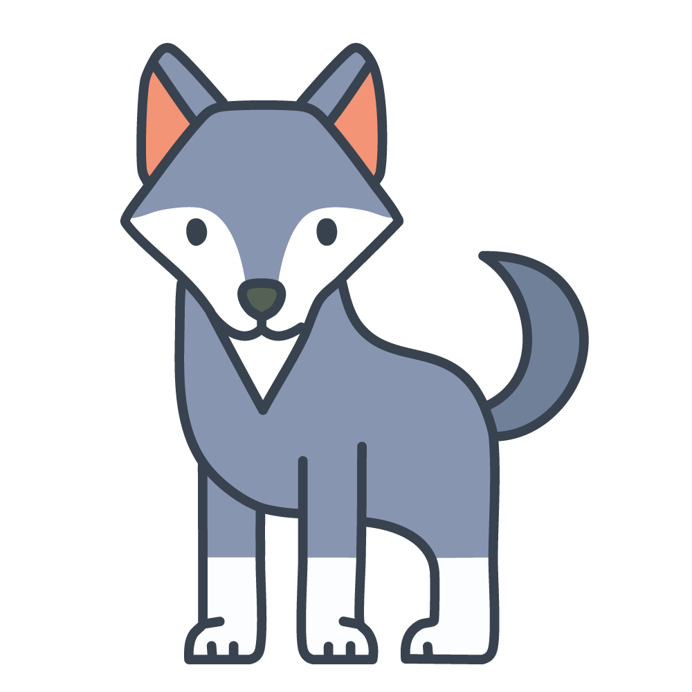 かわいいオオカミのイラスト素材