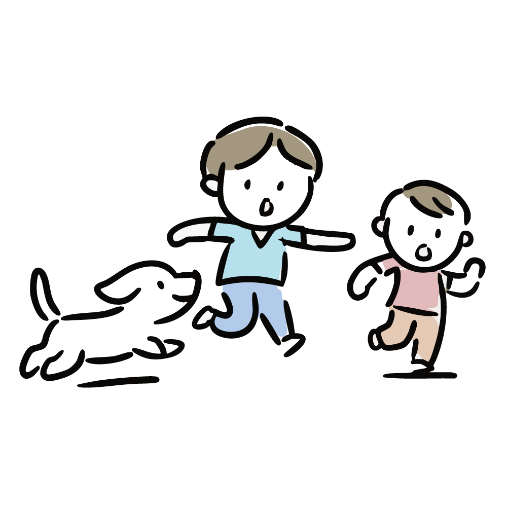 楽しそうに走る子供と犬のイラスト