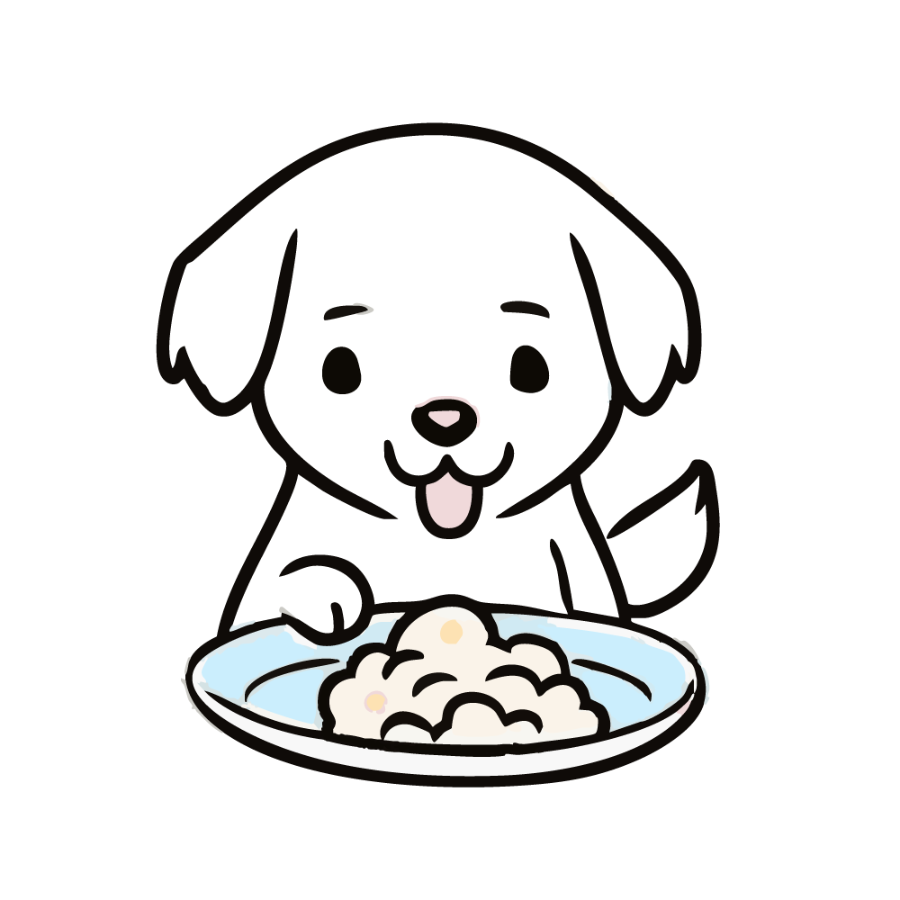 ご飯を食べる犬のイラスト