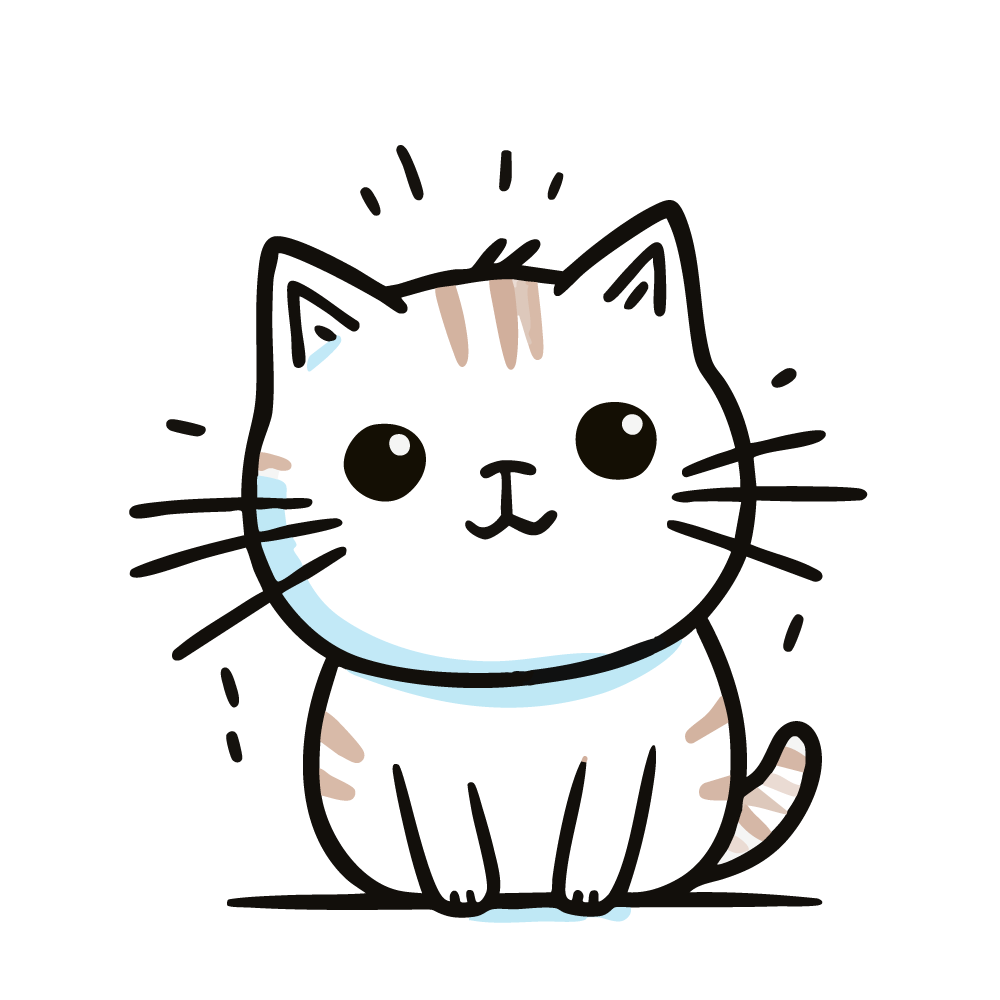 座ってこちらを見る可愛い猫のイラスト