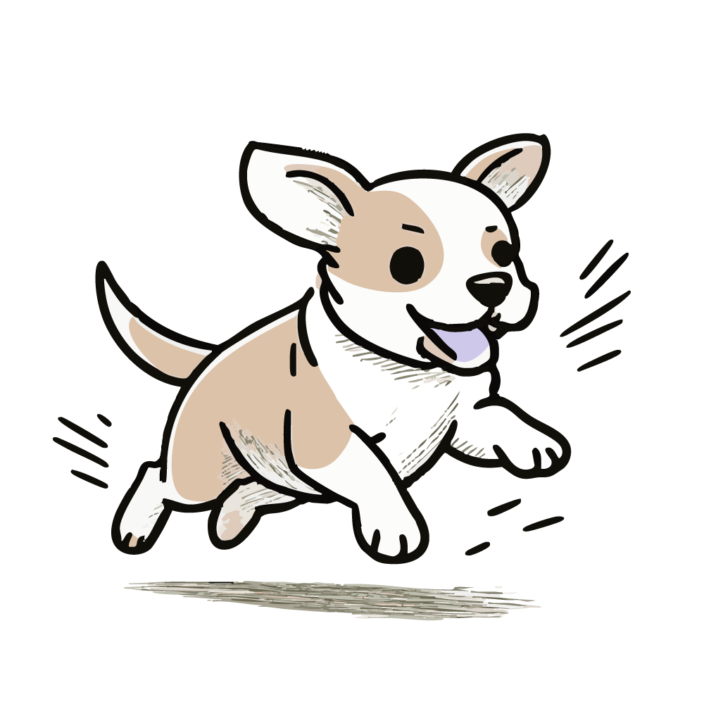 元気よく走る犬のイラスト