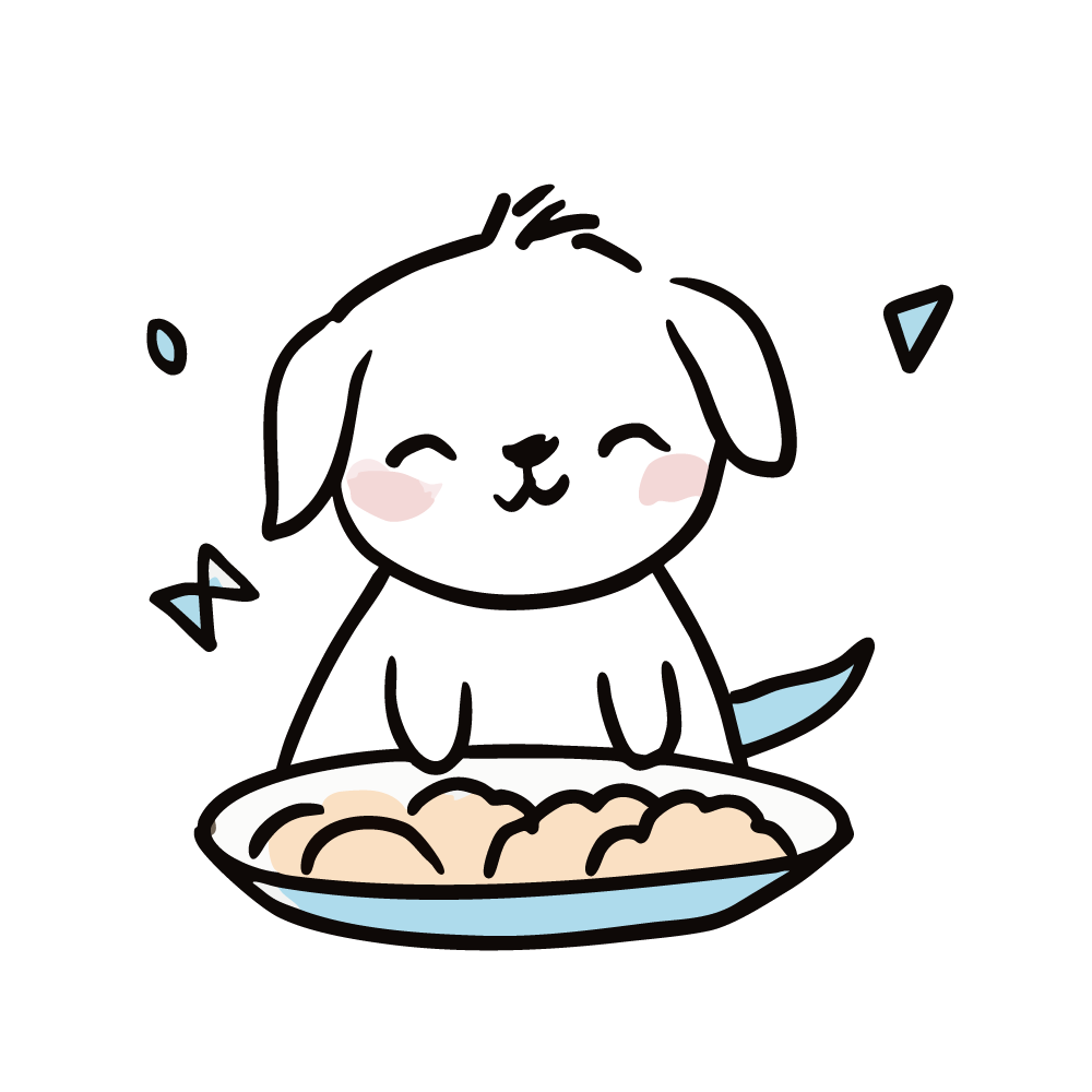 ご飯を食べる犬のイラスト