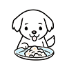 ご飯を食べる犬のイラスト