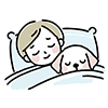 男の子と犬が一緒に眠っているイラスト