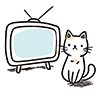 テレビの前に座る猫のイラスト