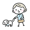 犬と散歩する女性のイラスト