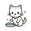ご飯を食べる猫のイラスト