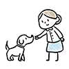 犬に手を差し伸べる女性のイラスト