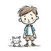 体調が悪そうな猫と心配そうに見る男の子のイラスト