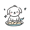 ご飯を食べる犬のイラスト