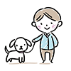 犬と散歩する男性のイラスト