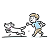 楽しそうに走る男の子と犬のイラスト