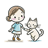 猫に手を差し伸べる女の子のイラスト